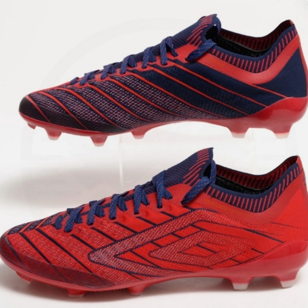 Umbro NWT Velocita Elixir Premier FG Soccer Shoes Cleats Rococco Red White Blue